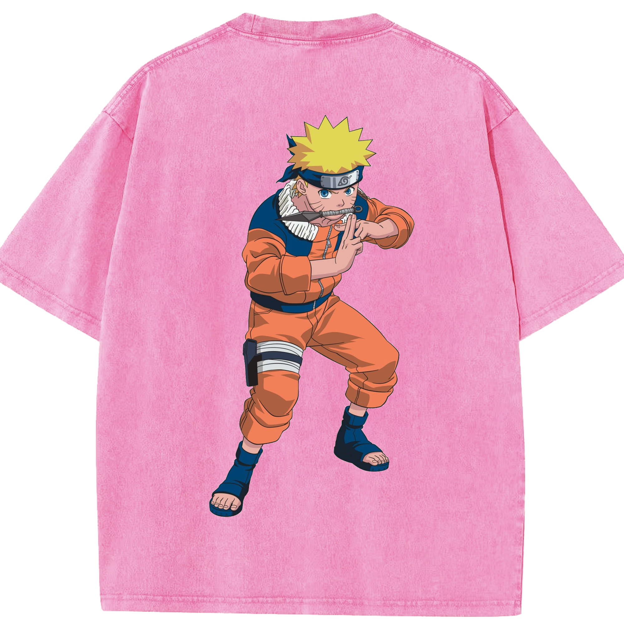 （画像用） NARUTO -ナルト- うずまき ナルト Uzumaki Naruto 綿100% ヴィンテージ風 半袖Tシャツ（背面プリント）
